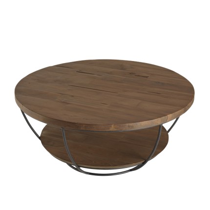 Table basse SIXTINE - Teck recyclé et métal noir