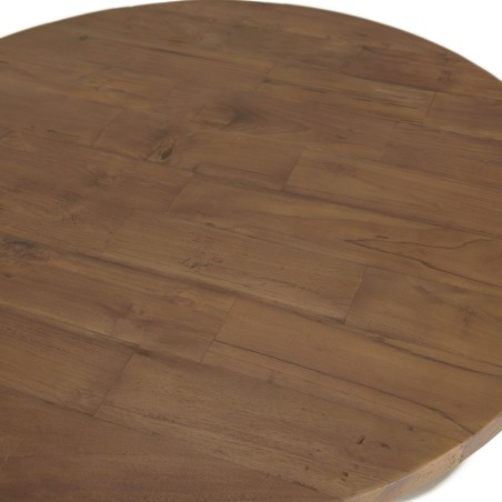SIXTINE Round Shell Coffee Table 80x80cm - Recycled Teak White Metal