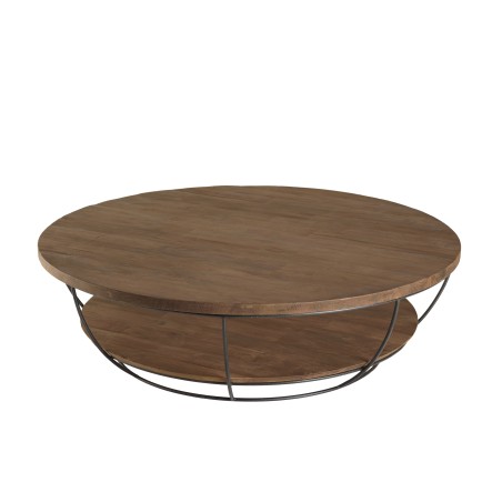 Table basse ronde SIXTINE en teck recyclé 120x120cm