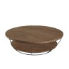 SIXTINE Round Shell Coffee Table 120x120cm Double Top Recycled Teak Black Metal