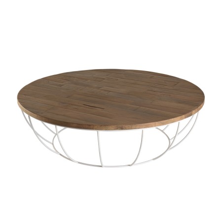 Table basse ronde en teck recyclé SIXTINE 120x120cm