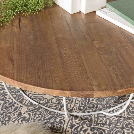 Table basse ronde en teck recyclé SIXTINE 120x120cm