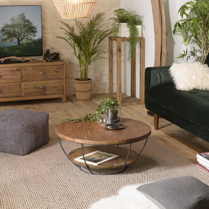 Table basse SIXTINE - Teck recyclé et métal noir