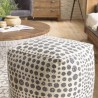 Pouf carré SACHA 46x46cm - Tissu coton imprimé pois gris
