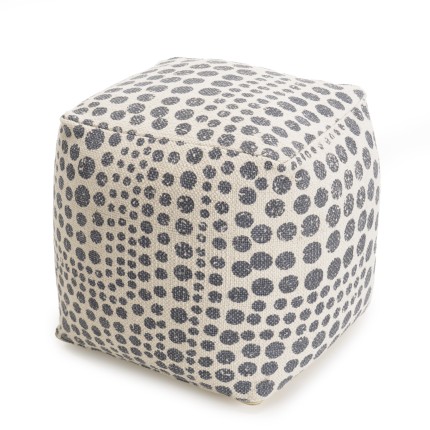 SACHA Square Pouf 46x46cm Cotton Fabric Grey Polka Dots