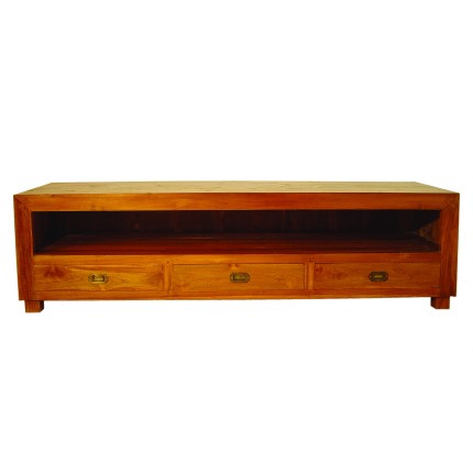 Meuble TV en teck massif 3 tiroirs - 175cm