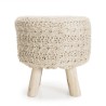 Tabouret bohème SACHA 40x40cm bois et laine ivoire