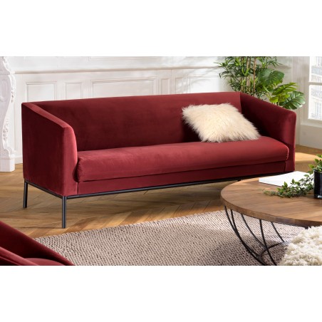 NELSON - Canapé NEW YORK 3 places in Burgundy Fabric
