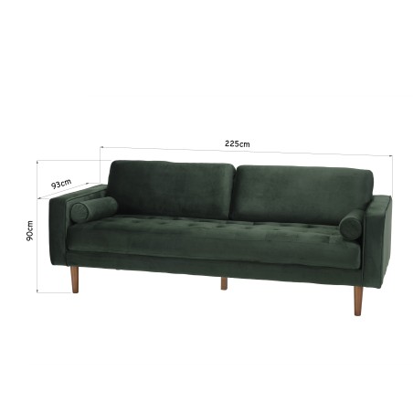 NELSON - MADRID 3-Seater Velvet Sofa in Pine Green