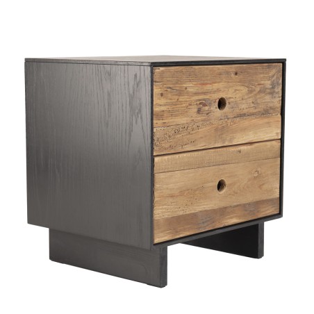 DANDY - 2 Drawer Recycled Pine and Black Bedside Table