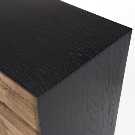 Buffet DANDY en pin recyclé naturel et noir