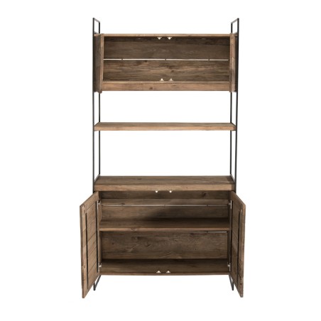 DANDY 4-Door Bookcase - Natural Recycled Pine & Black Metal