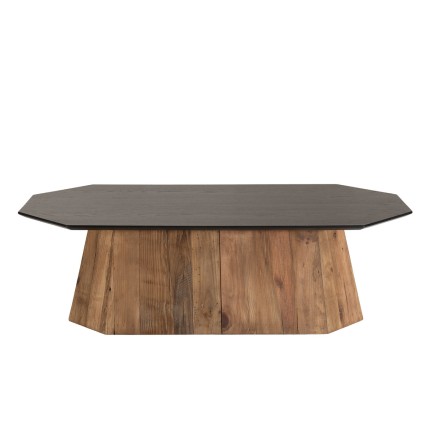 DANDY Octagonal Coffee Table - Recycled Pine Wood, Black Top