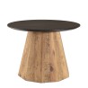 DANDY Round Side Table 60x60cm Recycled Pine Wood Black Top Natural Base