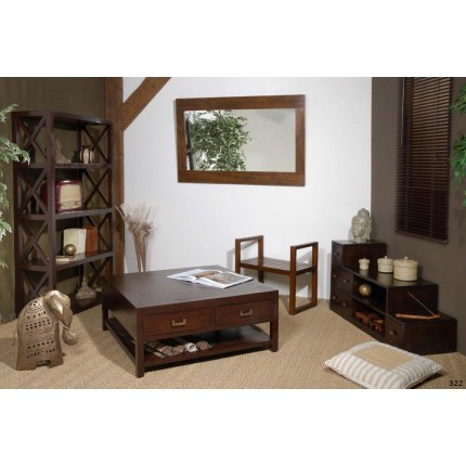 LORINE Brown 4-tier Lattice Shelf Mindi Wood