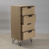 MARGAUX - Natural Wood 4-Drawer Chiffonier with Black Metal Hairpin Legs