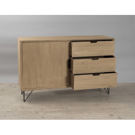 Buffet MARGAUX - Bois naturel 1 porte 3 tiroirs