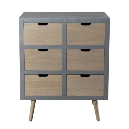 LORENZO Gray 6-Drawer Dresser - Beige Pinewood