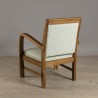 WALLY Teak Armchair with Light Blue 'Petal' Fabric