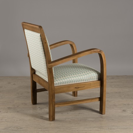 DAK Teak Armchair with Light Blue 'Petal' Fabric