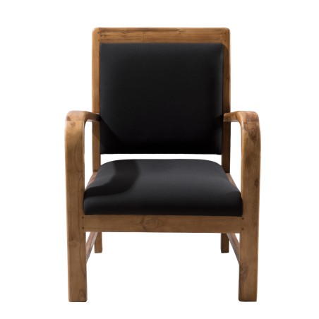 WALLY Scandi Armchair in Teak and Black Fabric