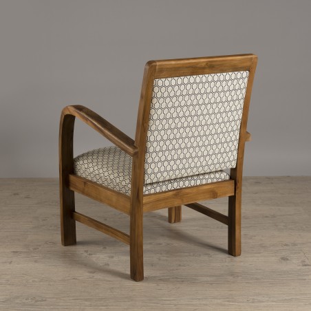 WALLY Hexagonal Teak Armchair with Green Scandi Fabric