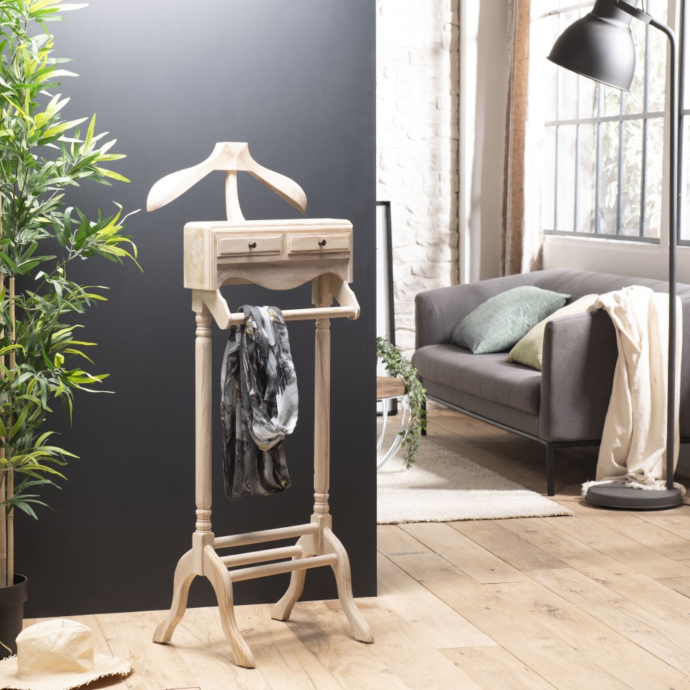 Valet de chambre bois Teck blanchi - INES