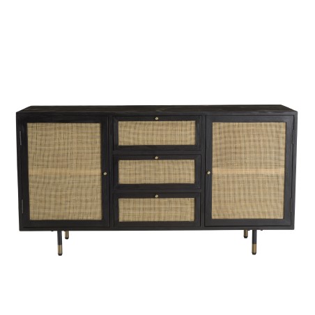 YANIS Black Pine Sideboard with 3 Drawers and 2 Cane Doors