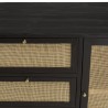 Buffet YANIS - Bois Pin Noir 3 Tiroirs 2 Portes Cannage