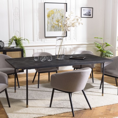 YANIS Black Rectangular Dining Table 200x100cm - Trendy Design