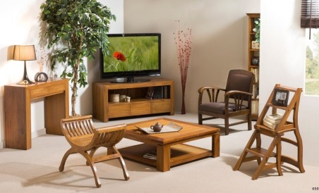 Tabouret Yuyu 1 place bois Teck marron
