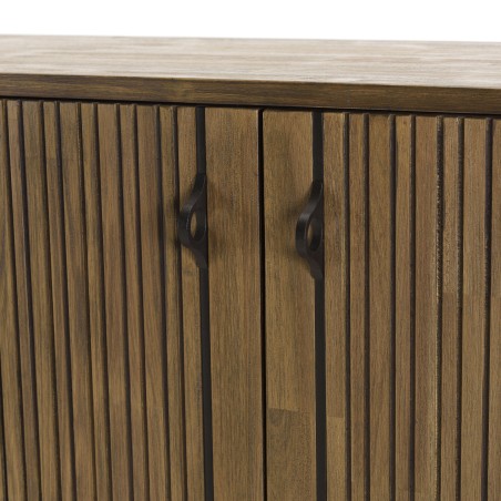 GINO Brown Buffet 3 Doors Acacia Black Metal Legs