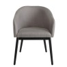 GINO - Set of 2 Light Grey Fabric Chairs with Black Metal Legs