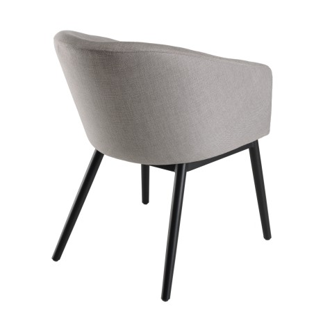 GINO - Set of 2 Light Grey Fabric Chairs with Black Metal Legs