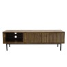GINO Brown TV Stand 2 Doors 1 Shelf Acacia Black Metal Legs