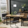 SIXTINE Rectangular Dining Table 4 Person 150x90cm Mahogany Wood Black Metal Legs