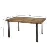 SIXTINE Rectangular Dining Table 4 Person 150x90cm Mahogany Wood Black Metal Legs
