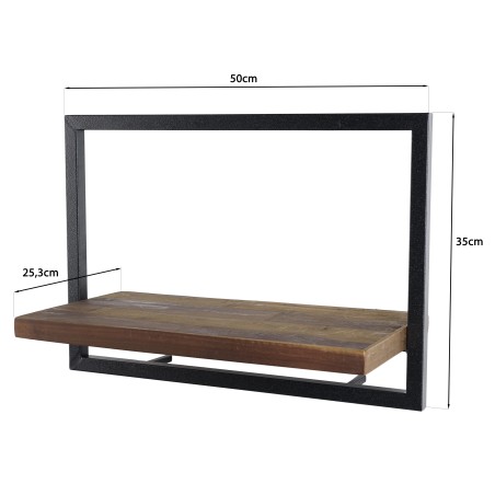 Étagère murale SIXTINE en teck recyclé et métal noir