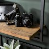 SIXTINE Wall Shelf 'L' - Recycled Brown Teak Shelf with Black Metal Frame