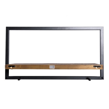 SIXTINE Wall Shelf 'L' - Recycled Brown Teak Shelf with Black Metal Frame