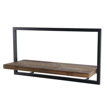 SIXTINE Wall Shelf 'L' - Recycled Brown Teak Shelf with Black Metal Frame