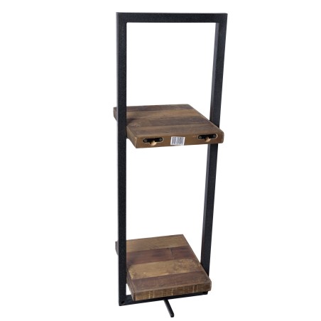 SIXTINE Wall Shelf - Brown Recycled Teak Shelves, Black Metal Frame