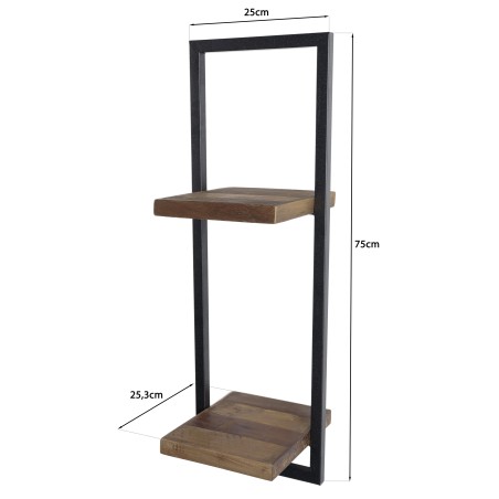 SIXTINE Wall Shelf - Brown Recycled Teak Shelves, Black Metal Frame