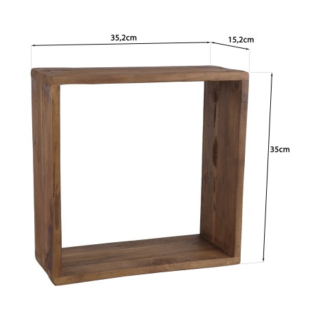 SIXTINE - Brown Square Wall Shelf, 35 x 35 cm, Recycled Teak Wood