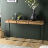 SIXTINE Rectangular Teak Console - Light Teak Wood, Black Metal