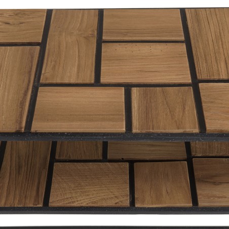 Console SIXTINE teck clair métal noir