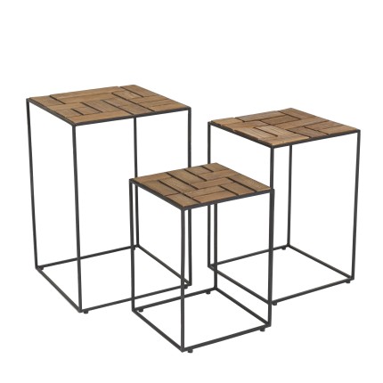 Set de 3 tables d'appoint gigogne en bois teck recyclé