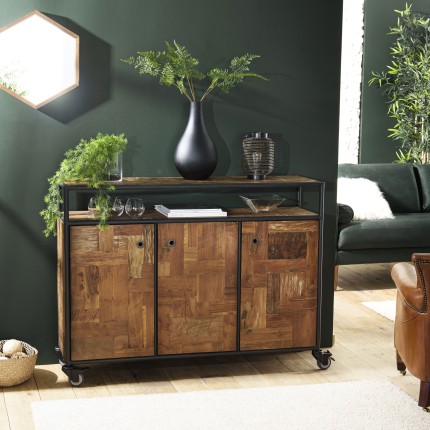 Buffet SIXTINE - Teck recyclé et acier noir