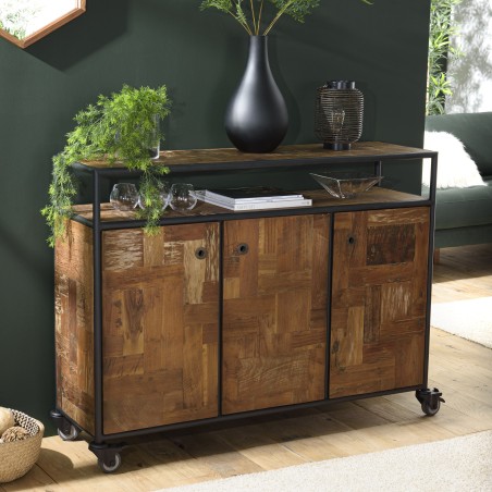Buffet SIXTINE - Teck recyclé et acier noir