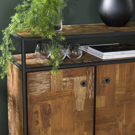 Buffet SIXTINE - Teck recyclé et acier noir